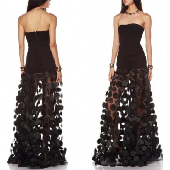 BEST Bronx and Banco Harper Strapless Maxi Dress Gown - Black Cocktail Medium - Picture 10 of 10